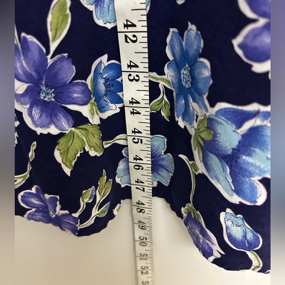 VTG Y2K Byer Studio Women 12 Midi Dress Floral Blue English Country Cottage slit - Picture 15 of 16